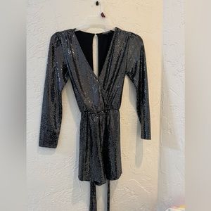 Seven•Seven Sparkly Black Romper with Belt